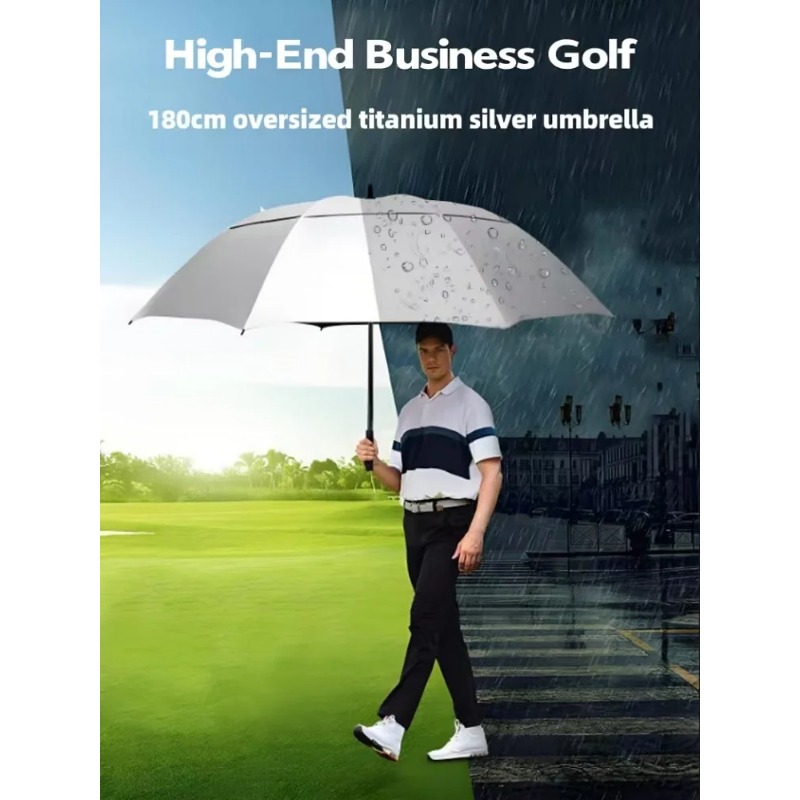 Golf Umbrella Large - Automatic Ultra-Large Umbrella 180cm Titanium-Silver Coating