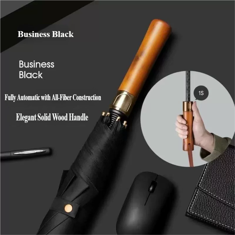 Golf Umbrella Large - Automatic Business Golf Umbrella, Premium Wooden